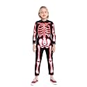 HSCTEK Light-up Child Skeleton Costume, Led Halloween Cosplay Boys Girls