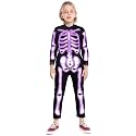 HSCTEK Light-up Child Skeleton Costume, Led Halloween Cosplay Boys Girls