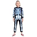 HSCTEK Light-up Child Skeleton Costume, Led Halloween Cosplay Boys Girls