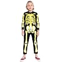 HSCTEK Light-up Child Skeleton Costume, Led Halloween Cosplay Boys Girls