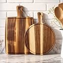 Hsei 2 Pcs Wood Cutting Boards with Handle Charcuterie Boards, Groove