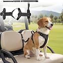 Hsei Dog Seat Belt Harness for Golf Cart, Pet No Pull Dog Seat Leash, Adjustable Black Vest Harness with Reflective Nylon Tear-Resistant Webbing & Elastic Bungee for Outdoor(L: Chest 18.1"-24.8")