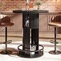 HSH Round Bar Table, 37.4"H Bar Height Bistro Pub Table With 2-Tier Storage