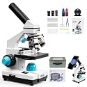 HSL 40X-2000X Monocular Compound Microscope Kit for Students Adults,Dual LED Powerful Biological Microscopes Set for Laboratory School Education Science Beginner 1000x 2000x