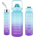 HSR 3 in 1 Set (2L, 900ML, 300ML) Bpa Free Plastic Motivational Water Bottle With Time, Capacity Marker Unbreakable, Leakproof Water Bottle For Gym, Office, Sports, hiking, Water Bottle (Multicolor)