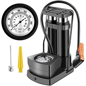 hsr double barrel foot pump portable bike pump bicycle air tire pump super fast tyre inflation aluminum alloy mini bike floor foot pump with pressure gauge for all bike fits presta amp schrader valve