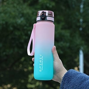 hsr portable leakproof bpa free plastic motivational water bottle for men amp women perfect for travel gym office sports hiking cycling water bottle 1 l multicolor
