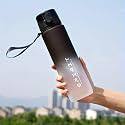 HSR Portable Leakproof Bpa Free Plastic Motivational Water Bottle for Men &amp; Women Perfect for Travel, Gym, Office, Sports, hiking, cycling Water Bottle (1 L) Black and White