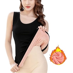 hsr womens thermal fleece lined underwear tops camisole apricot sexy stretchy slim-fit tank top warm base velvet touch layer vest free size bust size  66 to 90 cm