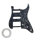 HSS 11-Hole Strat Pickguard for FD Stratocaster,Black Pearl 4Ply