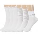 Hstyle 6 Pairs of Ruffle Socks Women, Cute Ruffle Ankle Socks