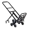 HT150BS Staircase Climbing Hand Truck with Back Support 150kg Capacity Made of Durable Steel, with 360 Degree Swivel Wheels, Black Colour, (65x46x110cm), Portable Foldable Easily Storable