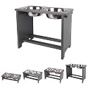 HTB Elevated Dog Bowl Stand with 2 Stainless Steel Bowls-14 H X-Large Grey