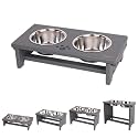 HTB Elevated Dog Bowl Stand with 2 Stainless Steel Bowls-4" H Small Grey