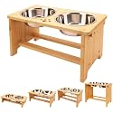 HTB Elevated Dog Bowls,Raised Dog Bowl Stand with 2 Stainless Steel Bowls,Elevated Raised Dog Bowls for Large Medium Small Sized Dogs