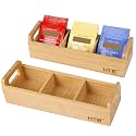 HTB Small Bamboo Tea Bag Holder Pack of 2 with 3 Compartments