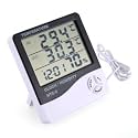 HTC-2 Digital Thermo Hygrometer | Indoor & Outdoor Temperature & Humidity Meter with Large LCD Display, Clock, Alarm & Calendar | HTC2 Thermometer Hygrometer for Home, Office & Laboratory