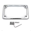 MT294-001-CD Chrome Flat License Plate Frame Bracket Tag Holder 7 Inches x 4 Inches Compatible with Universal Motorcycle