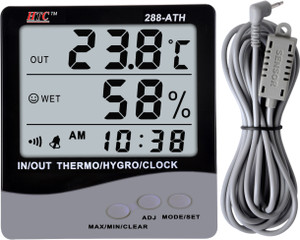 hty htc-288-ath indoor-outdoor thermo  hygrometer clock large 3 line lcd display hydrometer