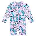 HUAANIUE Toddler Girl Swimsuit Long Sleeve UPF50+ Sun Protection 0-6T