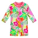 HUAANIUE Toddler Girl Swimsuit Long Sleeve UPF50+ Sun Protection 0-6T