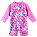 HUAANIUE Toddler Girl Swimsuit Long Sleeve UPF50+ Sun Protection 0-6T