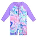 HUAANIUE Toddler Girl Swimsuit Long Sleeve UPF50+ Sun Protection 0-6T