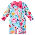 HUAANIUE Toddler Girl Swimsuit Long Sleeve UPF50+ Sun Protection 0-6T
