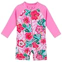 HUAANIUE Toddler Girl Swimsuit Long Sleeve UPF50+ Sun Protection 0-6T