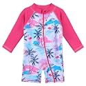 HUAANIUE Toddler Girl Swimsuit Long Sleeve UPF50+ Sun Protection 0-6T