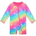 HUAANIUE Toddler Girl Swimsuit Long Sleeve UPF50+ Sun Protection 0-6T