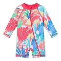 HUAANIUE Toddler Girl Swimsuit Long Sleeve UPF50+ Sun Protection 0-6T
