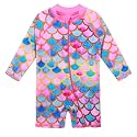 HUAANIUE Toddler Girl Swimsuit Long Sleeve UPF50+ Sun Protection 0-6T
