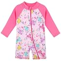 HUAANIUE Toddler Girl Swimsuit Long Sleeve UPF50+ Sun Protection 0-6T