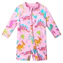 HUAANIUE Toddler Girl Swimsuit Long Sleeve UPF50+ Sun Protection 0-6T