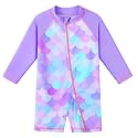 HUAANIUE Toddler Girl Swimsuit Long Sleeve UPF50+ Sun Protection 0-6T