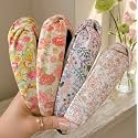 Huachi Headbands for Women Trendy Styles: Boho Knotted Headbands Floral Print, Cute Top Knot Head Bands for Girls for Summer Vacation Gifts 4PCS