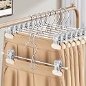 HUADYMEET 14 Inch Space Saving Pant Skirt Hangers with Clips,Beige,50 Pack