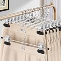 HUADYMEET 16 Inch Space Saving Pant Skirt Hangers with Clips,Black,20 Pack