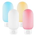 HuaJiao 4Pcs Travel Bottle Set, Empty Refillable Squeezable Containers Plastic Leak Proof Squeeze Bottles for Travel Toiletries Shampoo 60ml 4 Colors, Multi-colored
