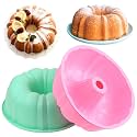 HUAKENER 10 Inch Fluted Cake Pan, 2 Pack Large Silicone Cake Molds