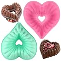 HUAKENER 2 Pack Heart Fluted Cake Pan, 9 Inch Heart Cake Molds