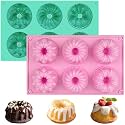 HUAKENER 2 Pcs Mini Fluted Cake Pan, 6-Cavity Fluted Tube Cake Pan