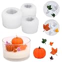 HUAKENER 5 Pack Pumpkin Candle Molds, 3D Pumpkin Silicone Mold