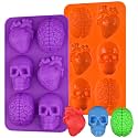 HUAKENER Brain+Heart+Skull Cake Mold, 2 Pack Halloween Silicone Molds