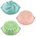 HUAKENER Flower Shape Cake Molds, 3 Pcs Silicone Cake Molds