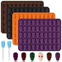 HUAKENER Gummy Skull Molds, 4 Pack Skull Candy Molds with 2 Droppers,