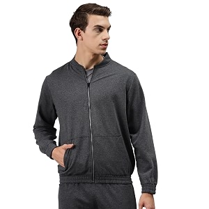 Hubberholme Mens Cotton Blend Solid Collared Sweatshirt