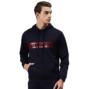 Hubberholme Mens Cotton Blend Brand Printed Hooded
