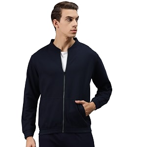 Hubberholme Mens Cotton Blend Solid Collared Sweatshirt